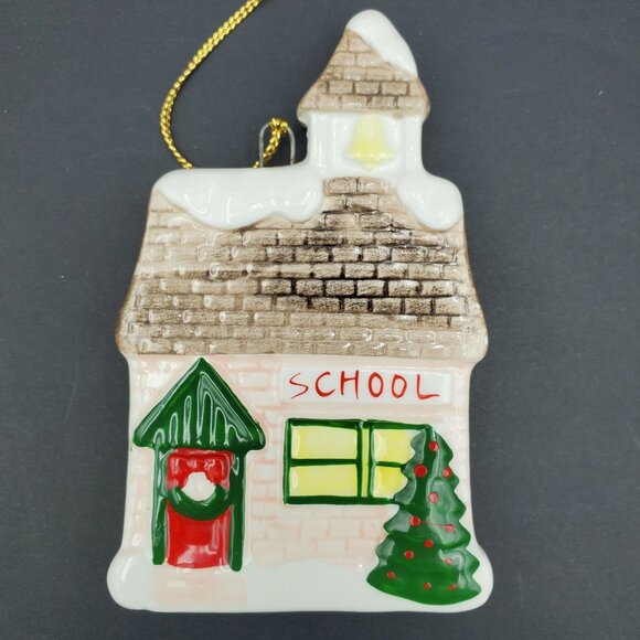 Ceramic Village Christmas Tree Ornaments Post Office School Craft Shop House - Picture 6 of 6